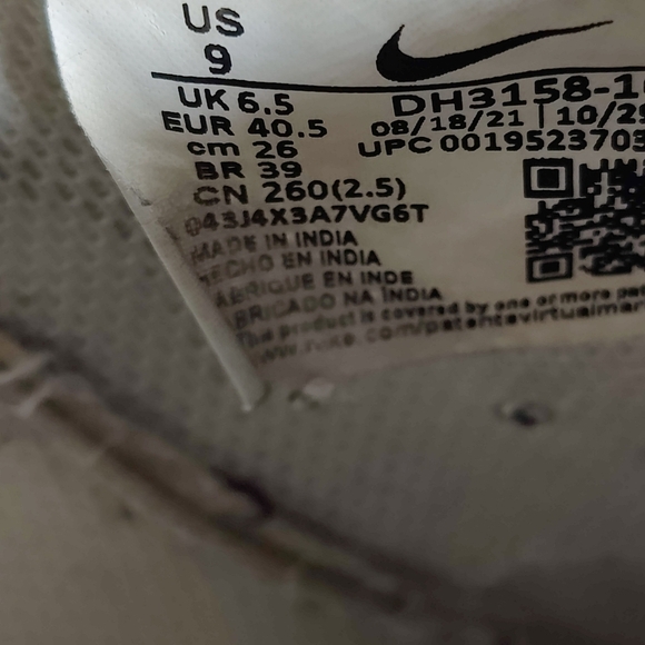 Nike Court Vision White Black Basketball Leather Sneakers Women's Shoes Size 9 - Picture 9 of 9